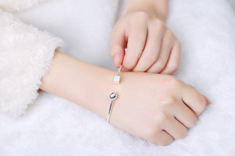 Circle and Square Open Bracelet